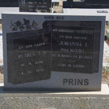 PRINS Petrus J.S. 1898-1972 &amp; Johanna I. KOTZE 1890-1967
