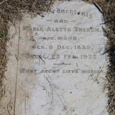 THERON Maria Aletta nee MOHR 1839-1922