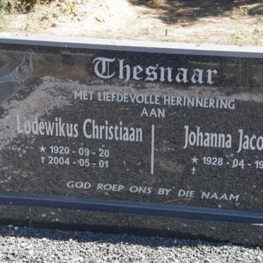 THESNAAR Lodewikus Christiaan 1920-2004 &amp; Johanna Jacoba 1928-