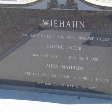 WIEHAHN George Jacob 1872-1932 &amp; Alida Mathilda du TOIT 1881-1974