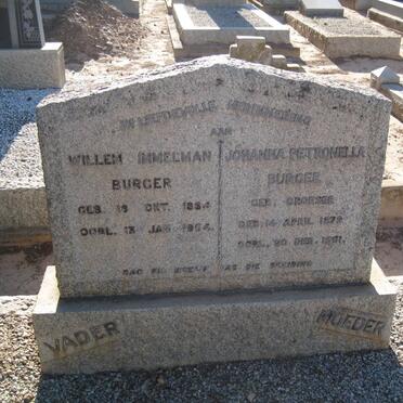 BURGER Willem Immelman 1884-1964 &amp; Johanna Petronella CROESER 1879-1951