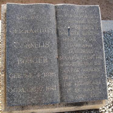 BURGER Gerhardus Cornelis 1885-1961