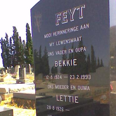 FEYT Bekkie 1924-1993 &amp; Lettie 1926-