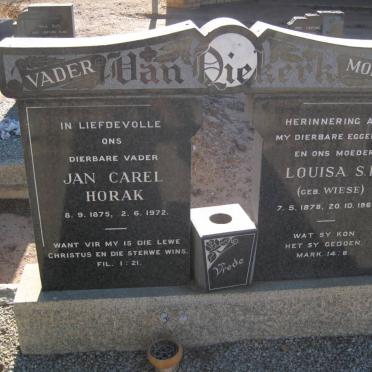 HORAK Jan Carel 1875-1972 &amp; Louisa S.H. WIESE 1878-1967