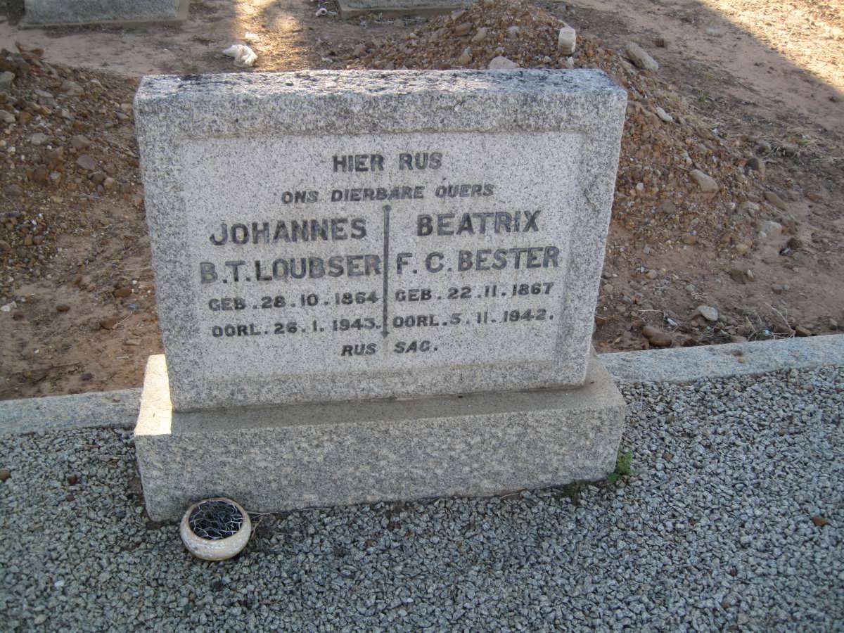 LOUBSER Johannes B.T. 1864-1943 &amp; Beatrix F.C. 1867-1942
