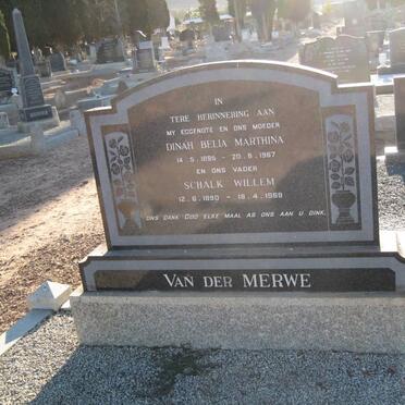 MERWE Schalk Willem, van der 1890-1969 &amp; Dinah Bella Marthina 1895-1967