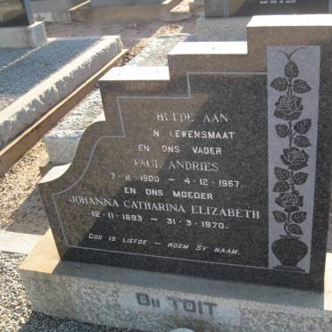 TOIT Paul Andries, du 1900-1967 &amp; Johanna Catharina Elizabeth 1893-1970