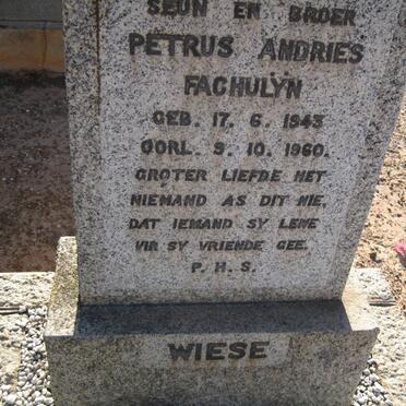 WIESE Petrus Andries Fachulÿn 1943-1960