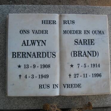 ? Alwyn Bernardus 1908-1949 &amp; Sarie BRAND 1914-1996