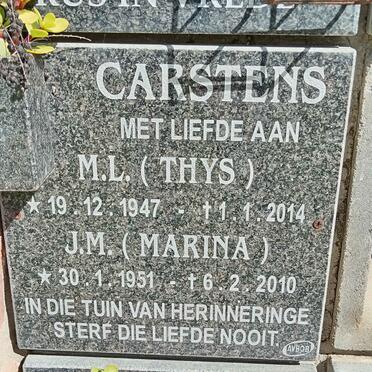 CARSTENS M.L. 1947-2014 &amp; J.M. 1951-2010