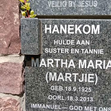 HANEKOM Martha Maria 1925-2013