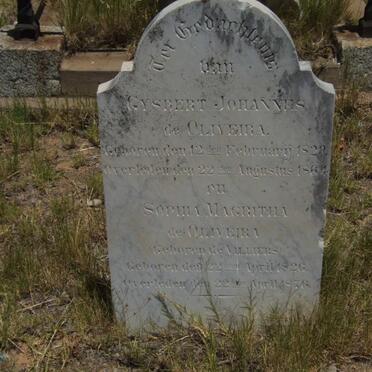 OLIVEIRA Gysbert Johannes, de 1829-1864 &amp; Sophia Magritha DE VILLIERS 1826-1876