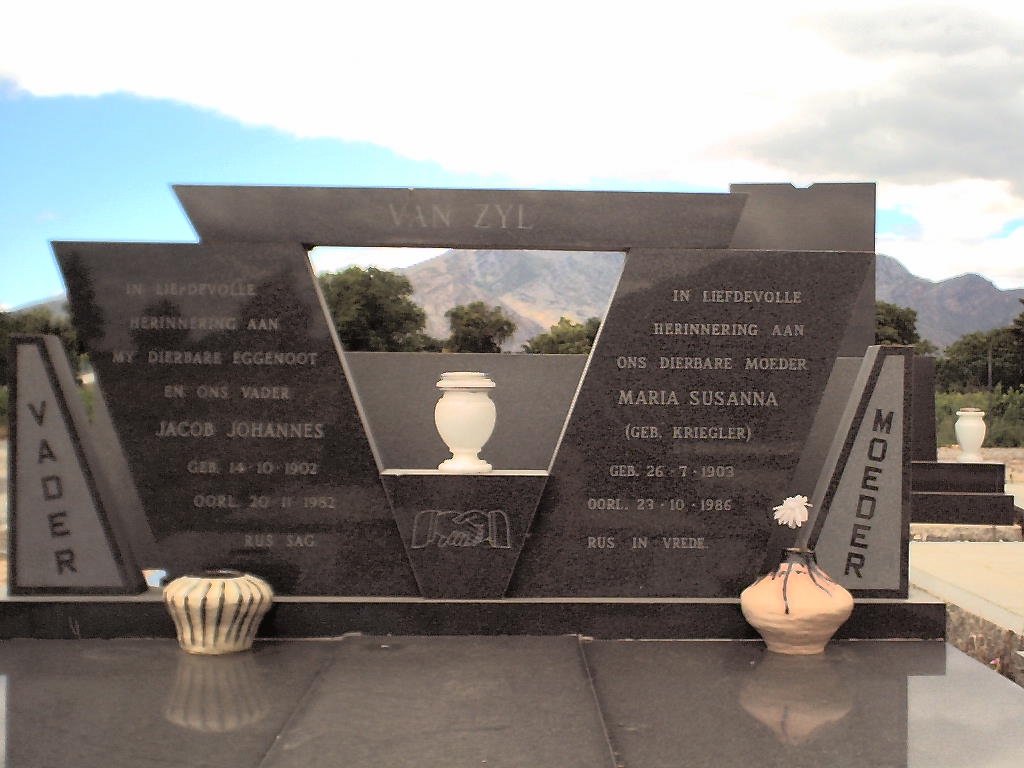 ZYL Jacob Johannes, van 1902-1982 &amp; Maria Susanna KRIEGLER 1903-1986
