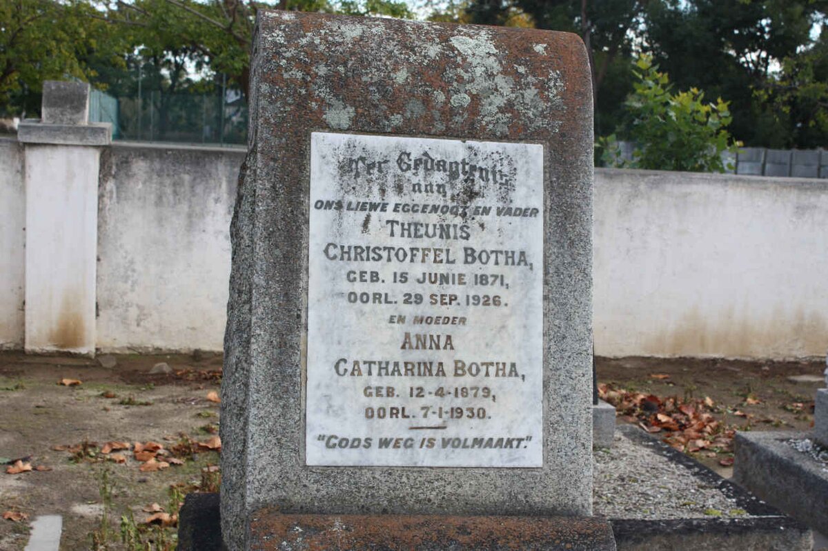 BOTHA Theunis Christoffel 1871-1926 &amp; Anna Catharina 1879-1930