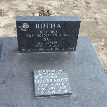 BASSON Sue nee VENTER 1911-1978 :: LEIBBRANDT Margaretha Cornelia nee BOTHA 1930-2009