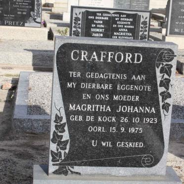 CRAFFORD Magritha Johanna nee DE KOCK 1923-1975
