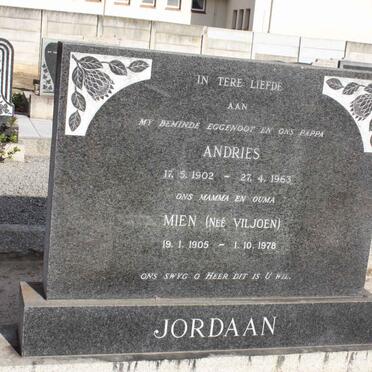 JORDAAN Andries 1902-1963 &amp; Mien VILJOEN 1905-1978