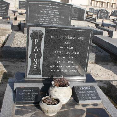 PAYNE Daniel Jakobus 1919-2005 :: PAYNE Helena Johanna 1922-1999 :: PAYNE Daniel Jakobus 1951-1970