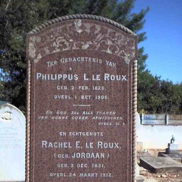 ROUX Philippus L., le 1826-1906 &amp; Rachel E. JORDAAN 1831-1912