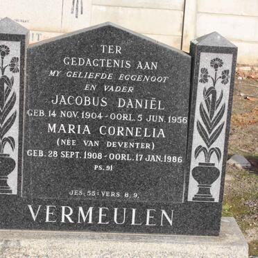 VERMEULEN Jacobus Daniel 1904-1956 &amp; Maria Cornelia VAN DEVENTER 1908-1986