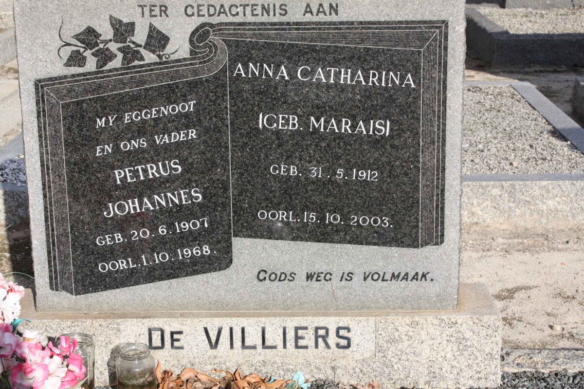 VILLIERS Petrus Johannes, de 1907-1968 &amp; Anna Catharina MARAIS 1912-2003