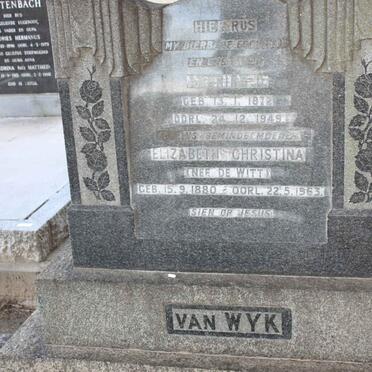 WYK  Andries D., van 1872-1949 &amp; Elizabeth Christina DE WITT 1880-1963
