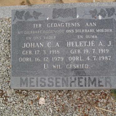 MEISSENHEIMER Johan C.A. 1918-1979 &amp; Heletjé A.J. 1919-1987