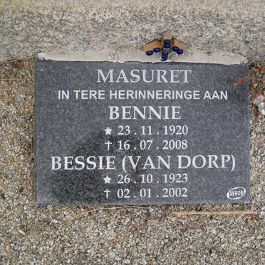 MASURET Bennie 1920-2008 &amp; Bessie VAN DORP 1923-2002