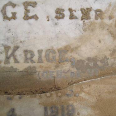 KRIGE W.A &amp; Annie M. 18??-1919 :: KRIGE Willie 1893-1912 :: KRIGE Pieter 1902-1910