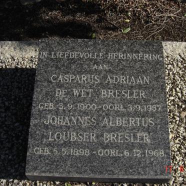 BRESLER Casparus Adriaan de Wet 1900-1957 :: BRESLER Johannes Albertus Loubsher 1898-1968
