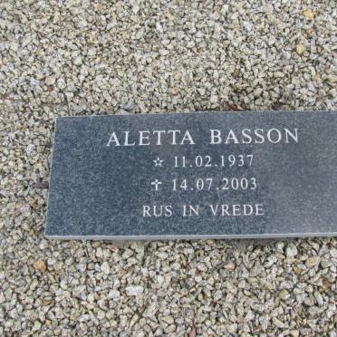 BASSON C.F. 1898-1957 &amp; S.C.J. 1894-1961 :: BASSON Aletta 1937-2003