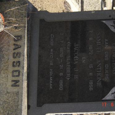 BASSON Samuel Anthonie 1872-1956 &amp; Jacoba J.B. SLABBER 1876-1960