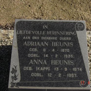 HEUNIS Adriaan 1870-1935 &amp; Anna KAPP 1874-1957