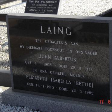 LAING John Albertus 1903-1973 &amp; Elizabeth Isabella 1910-1985