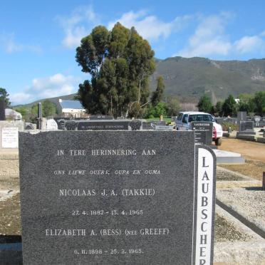 LAUBSCHER Nicolaas J.A. 1887-1965 &amp; Elizabeth A. GREEFF 1898-1965