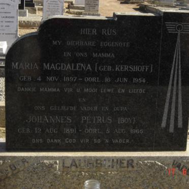 LAUBSCHER Johannes Petrus 1891-1965 &amp; Maria Magdalena KERSHOFF 1897-1954