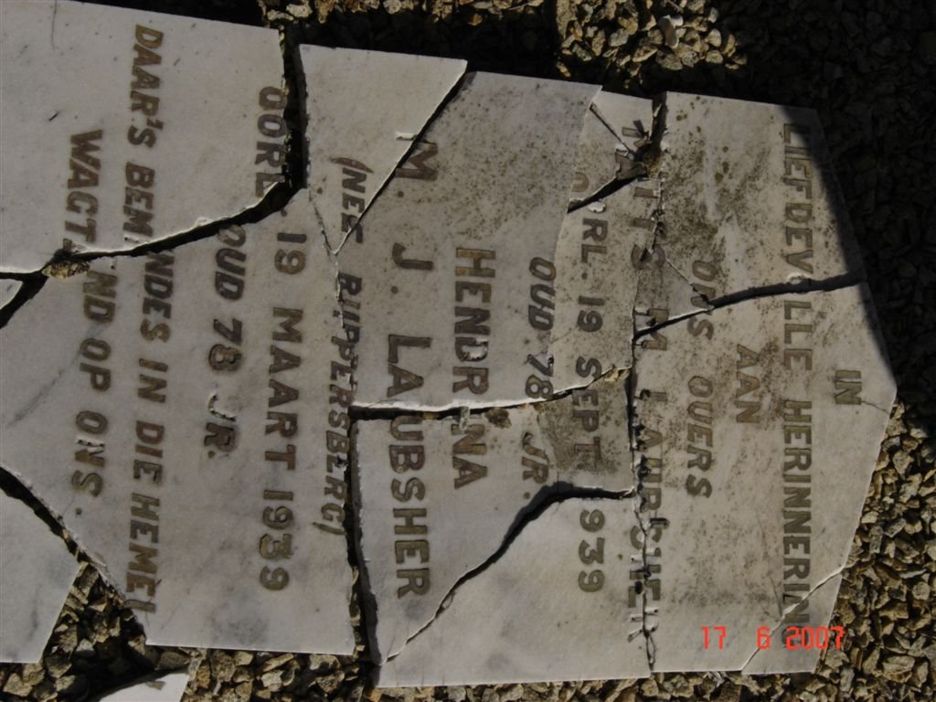 LAUBSHER Matys M. -1939 & Hendrina M.J. RUPPERSBERG -1939