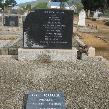 ROUX Carel Petrus, le 1884-1975 &amp; Maatje W. BASSON 1890-1957 :: Nealie LE ROUX 1916-2003