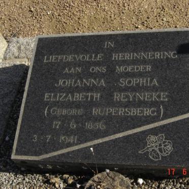 REYNEKE Johanna Sophia Elizabeth nee RUPERSBERG 1856-1941