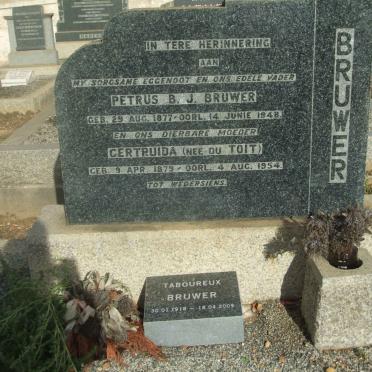 BRUWER B.J. 1877-1948 &amp; Gertruida DU TOIT 1879-1954 :: BRUWER Taboureux 1918-2009
