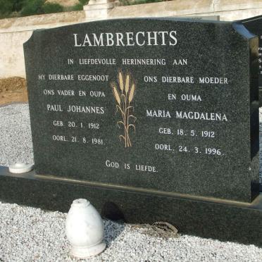 LAMBRECHTS Paul Johannes 1912-1981 &amp;  Maria Magdalena 1912-1996