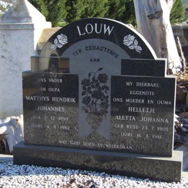 LOUW Matthys Hendrik Johannes 1899-1982 &amp; Helletje Aletta Johanna RUST 1905-1981
