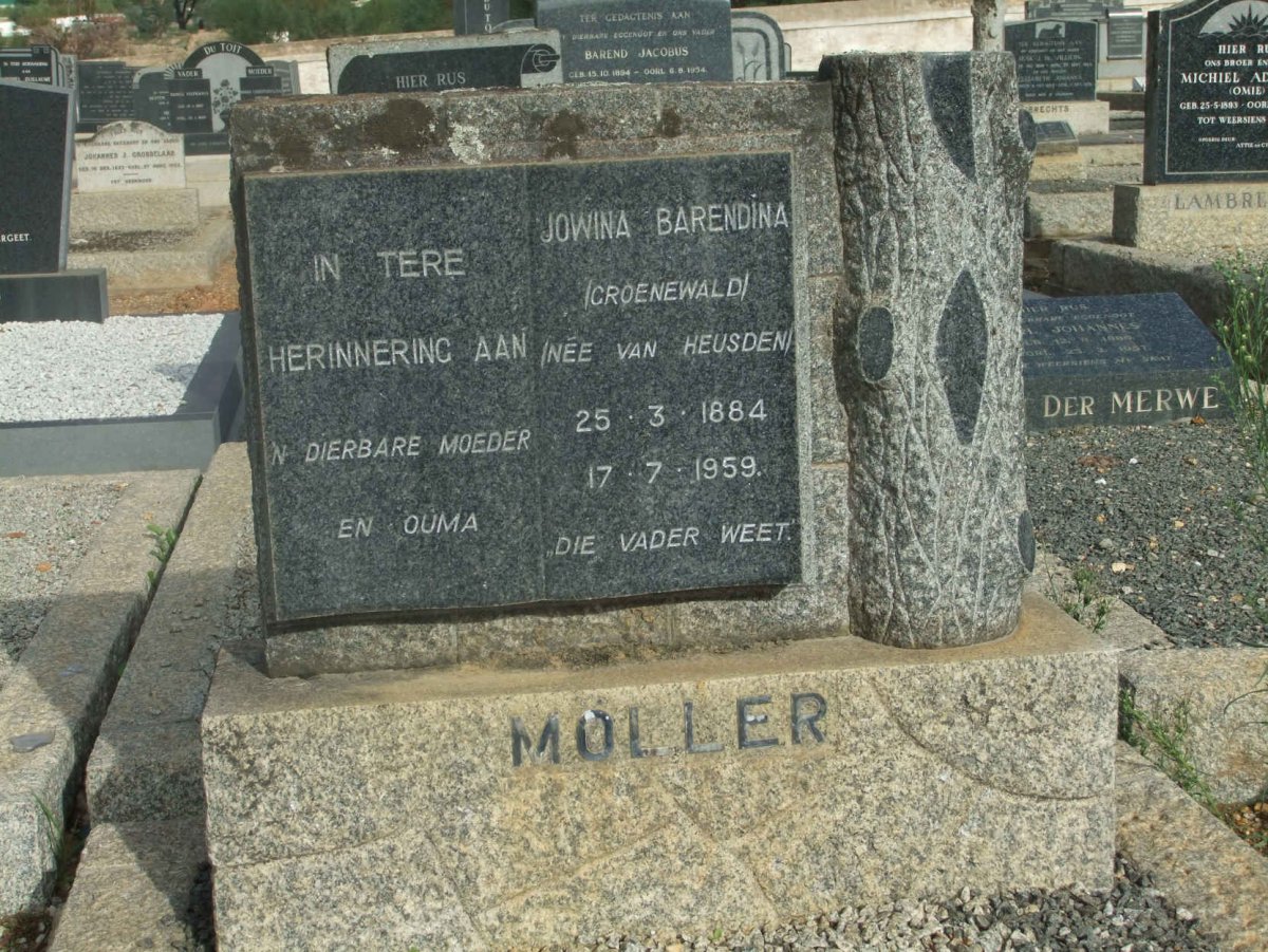 MOLLER Jowina Barendina voorheen GROENEWALD nee VAN HEUSDEN 1884-1959
