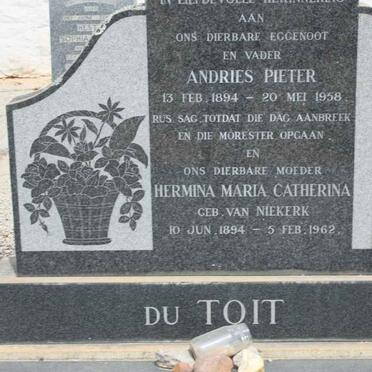 TOIT Andries Pieter, du 1894-1958 &amp; Hermina Maria Catherina VAN NIEKERK 1894-1962
