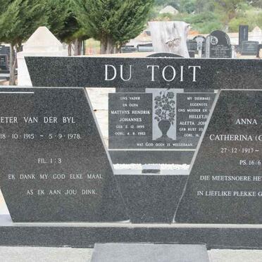 TOIT Pieter van der Byl, du 1915-1978 &amp; Anna Johanna Catherina BASSON 1917-2000