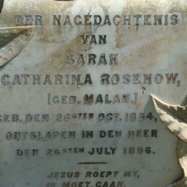 ROSENOW Sarah Catharina nee MALAN 1854-1896