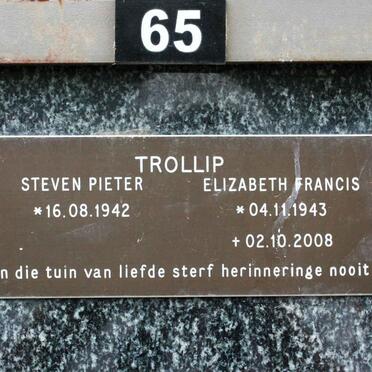 TROLLIP Steven Pieter 1942- &amp; Elizabeth Francis 1943-2008
