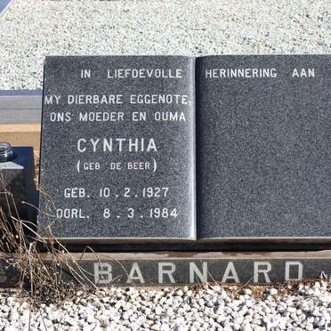 BARNARD Cynthia nee DE BEER 1927-1984
