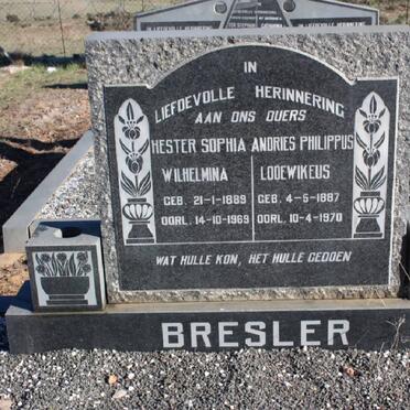 BRESLER Andries Philippus Lodewikeus 1887-1970 &amp; Hester Sophia Wilhelmina 1889-1969