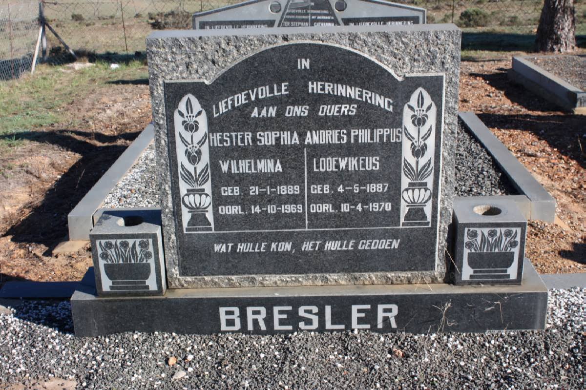 BRESLER Andries Philippus Lodewikeus 1887-1970 &amp; Hester Sophia Wilhelmina 1889-1969